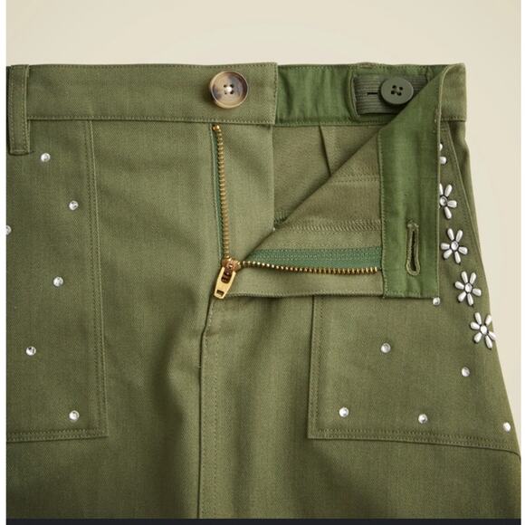 Crewcuts Flower Embellished Stretch Herringbone Mini Skirt US Girl's 7 New - Picture 2 of 7